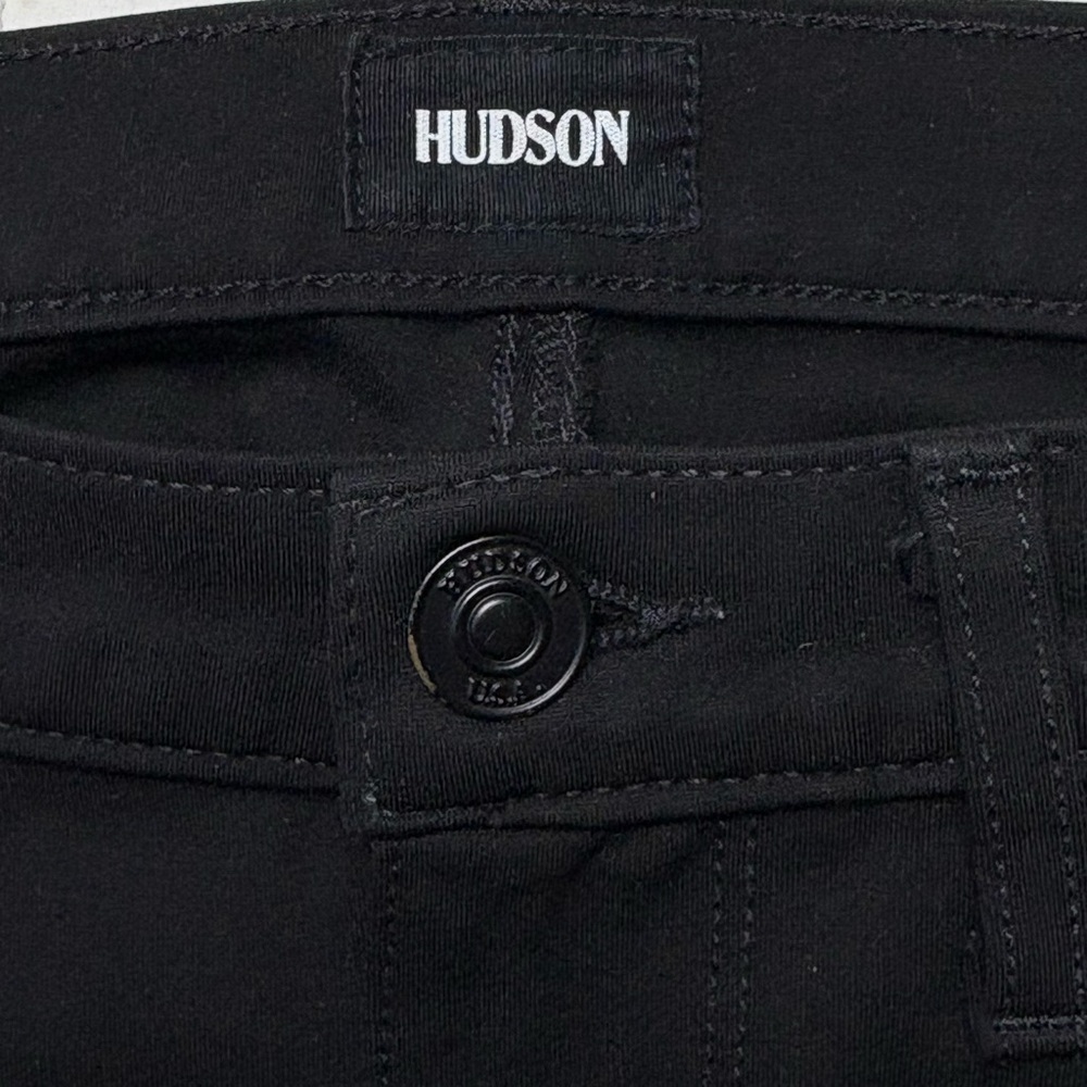 Hudson Amory Super Skinny Black Ankle Jeans Size 27 Velvet Contrast Stripes - Picture 10 of 13